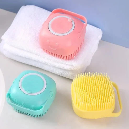 Silicone Soft Bath Body Brush with Shampoo Dispenser – Gentle & Easy Shower Scrubbing