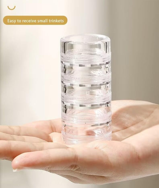 5-Layers Mini Travel Jewelry Case – Transparent Organizer for Rings, Earrings & Accessories