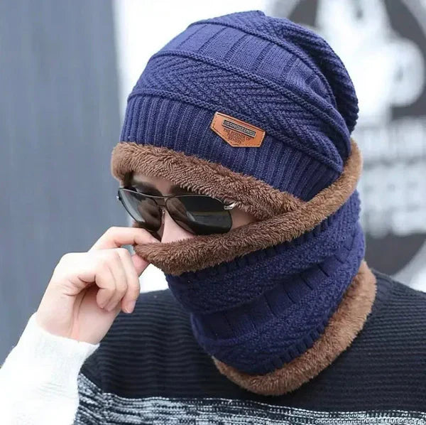 Winter Beanie Cap with Matching Muffler – Unisex Warm Knitted Set