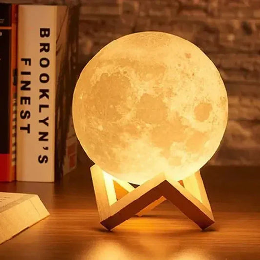 Premium 3D Moon Lamp with Stand – LED Lunar Night Light for Bedroom & Home Décor in Pakistan