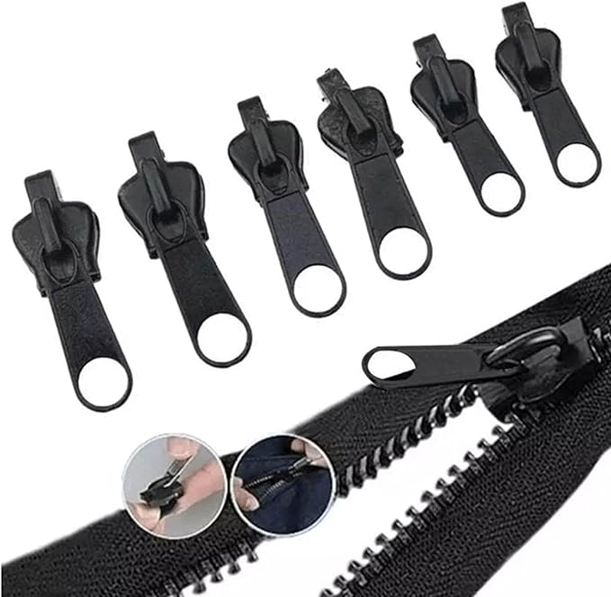 6 Pcs Instant Zip Puller Repair Kit – Removable Zipper Slider Replacement Set for Jackets, Bags & Clothes | Premium Quality