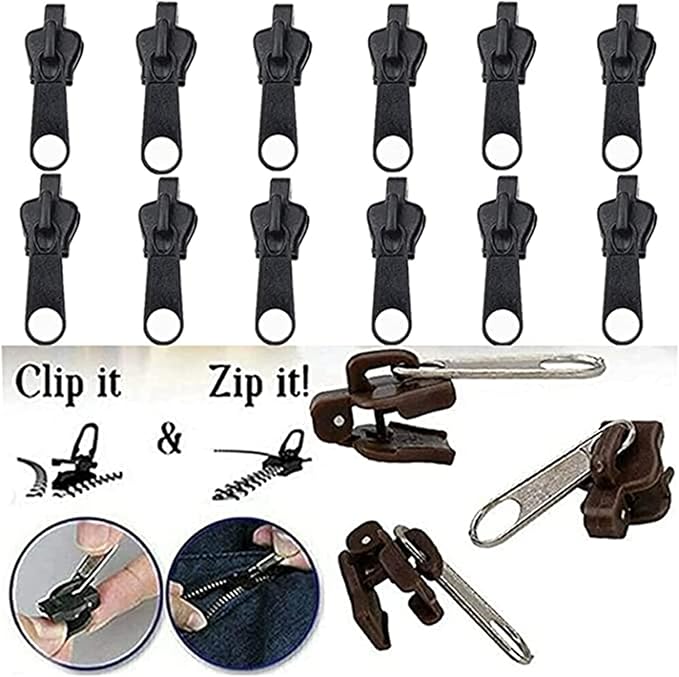 6 Pcs Instant Zip Puller Repair Kit – Removable Zipper Slider Replacement Set for Jackets, Bags & Clothes | Premium Quality