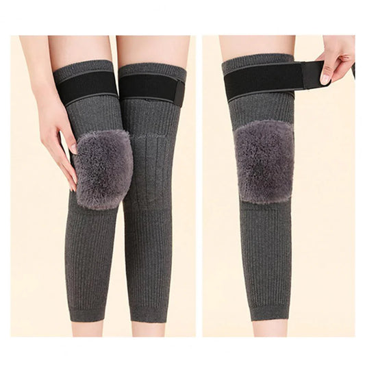 Premium Wool Knee Warmer Pair with Adjustable Strap for Knee Support