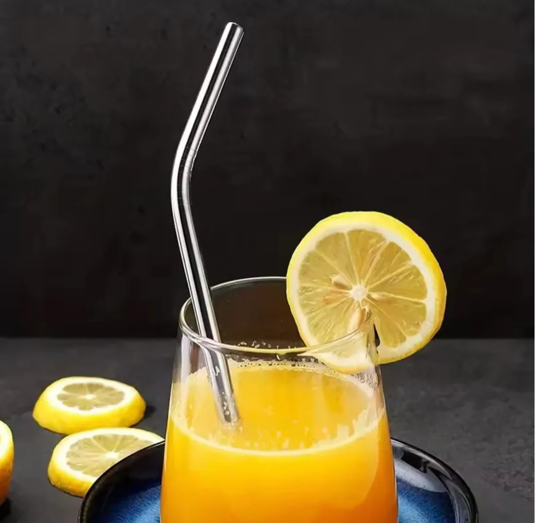 Stainless Steel Straws (4-Piece Set) with Cleaning Brush – Reusable & Eco-Friendly