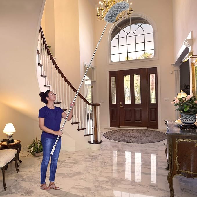 Premium Microfiber Gray Duster – Extendable Handle for Easy Cleaning