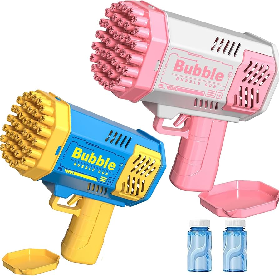 Premium 32 Holes Bazooka Bubble Gun Toy, Battery Operated Bubble Blaster for Kids with High Foam Output