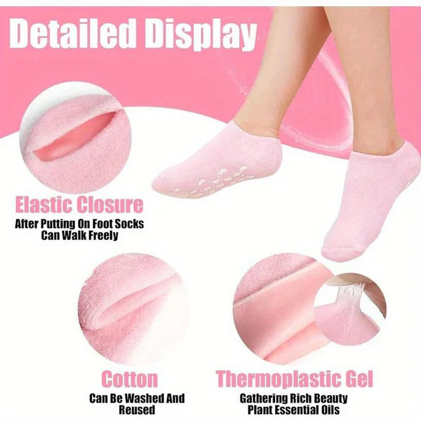 Foot Spa Gel Moisturizing Socks – Anti-Crack Silicone Foot Protector & Reusable Pedicure Care Sock
