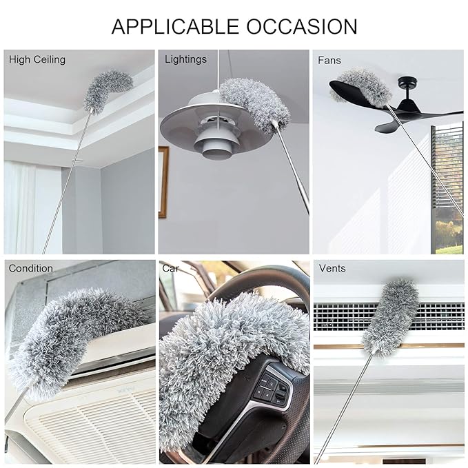 Premium Microfiber Gray Duster – Extendable Handle for Easy Cleaning