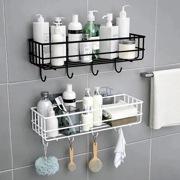 Rectangle Metal Organizer Stand with Hooks – Wall Mounted Storage Rack