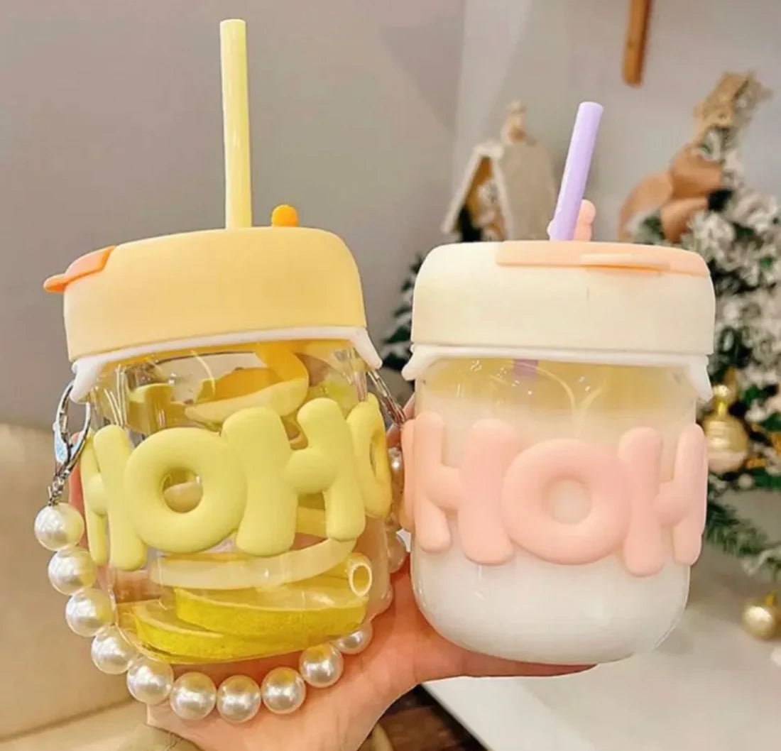 350ml Coffee Glass Mug with Elegant Pearl Handle – Heat Resistant