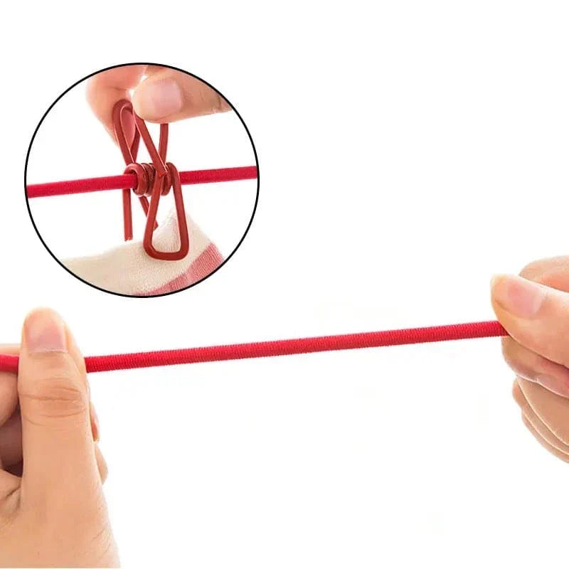 Portable Elastic Clothesline with 12 Clips – Travel & Home Drying Rope