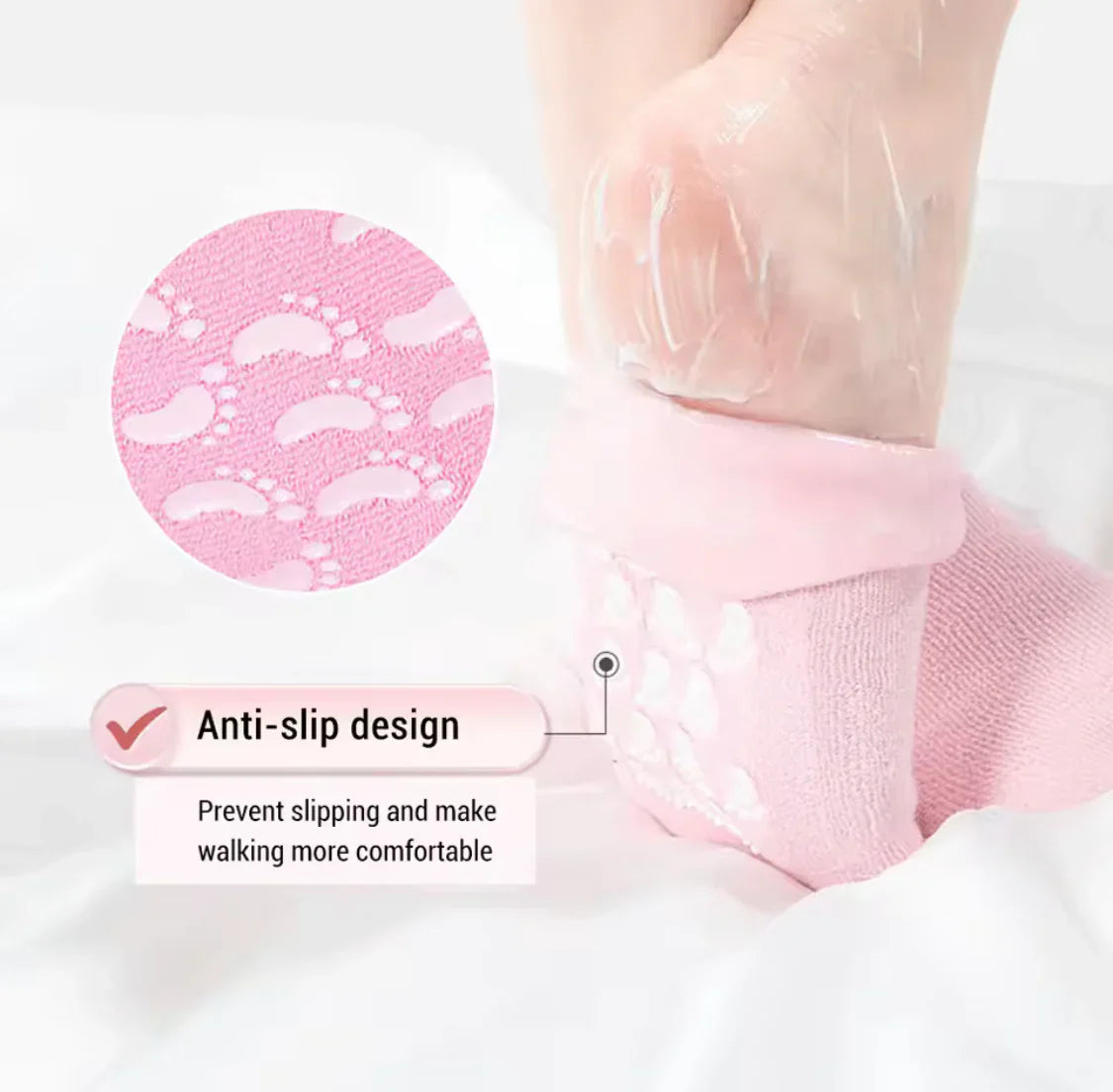 Foot Spa Gel Moisturizing Socks – Anti-Crack Silicone Foot Protector & Reusable Pedicure Care Sock