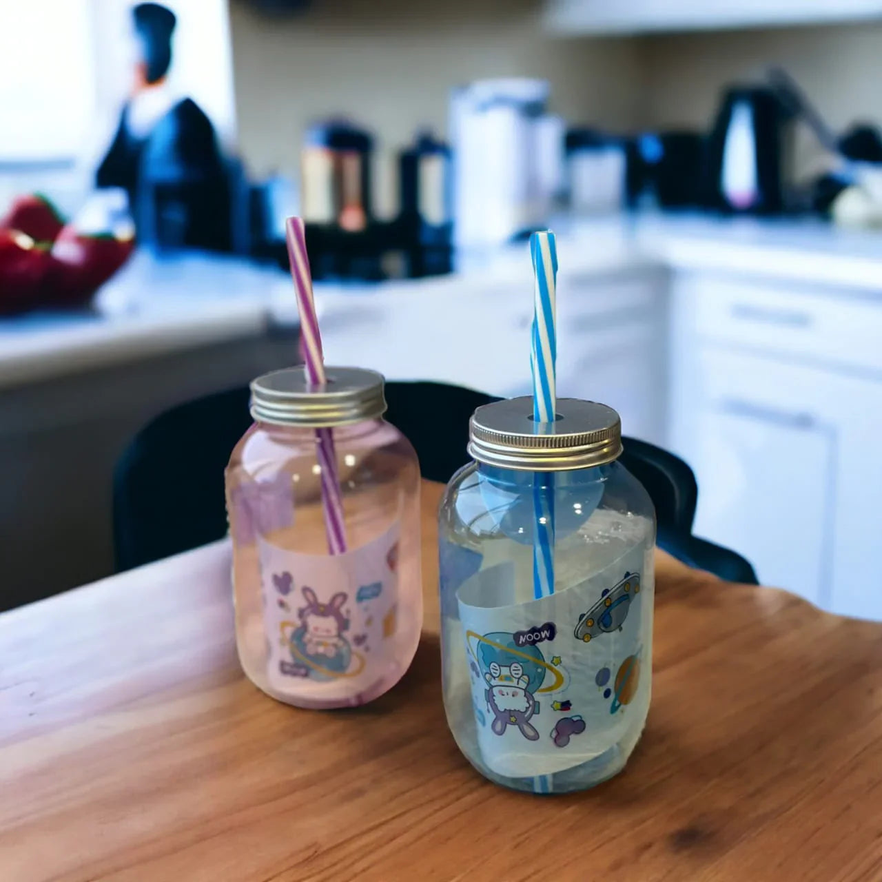 Baby Jar With Straw Plastic Spill-Proof Cup for Toddlers