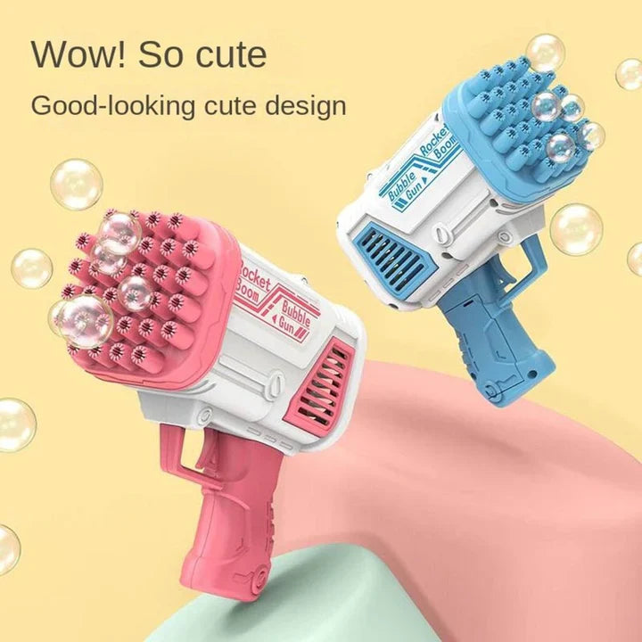 Bubble gun in action creating bubbles