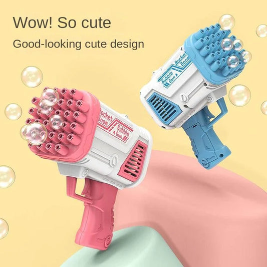 Bubble gun in action creating bubbles