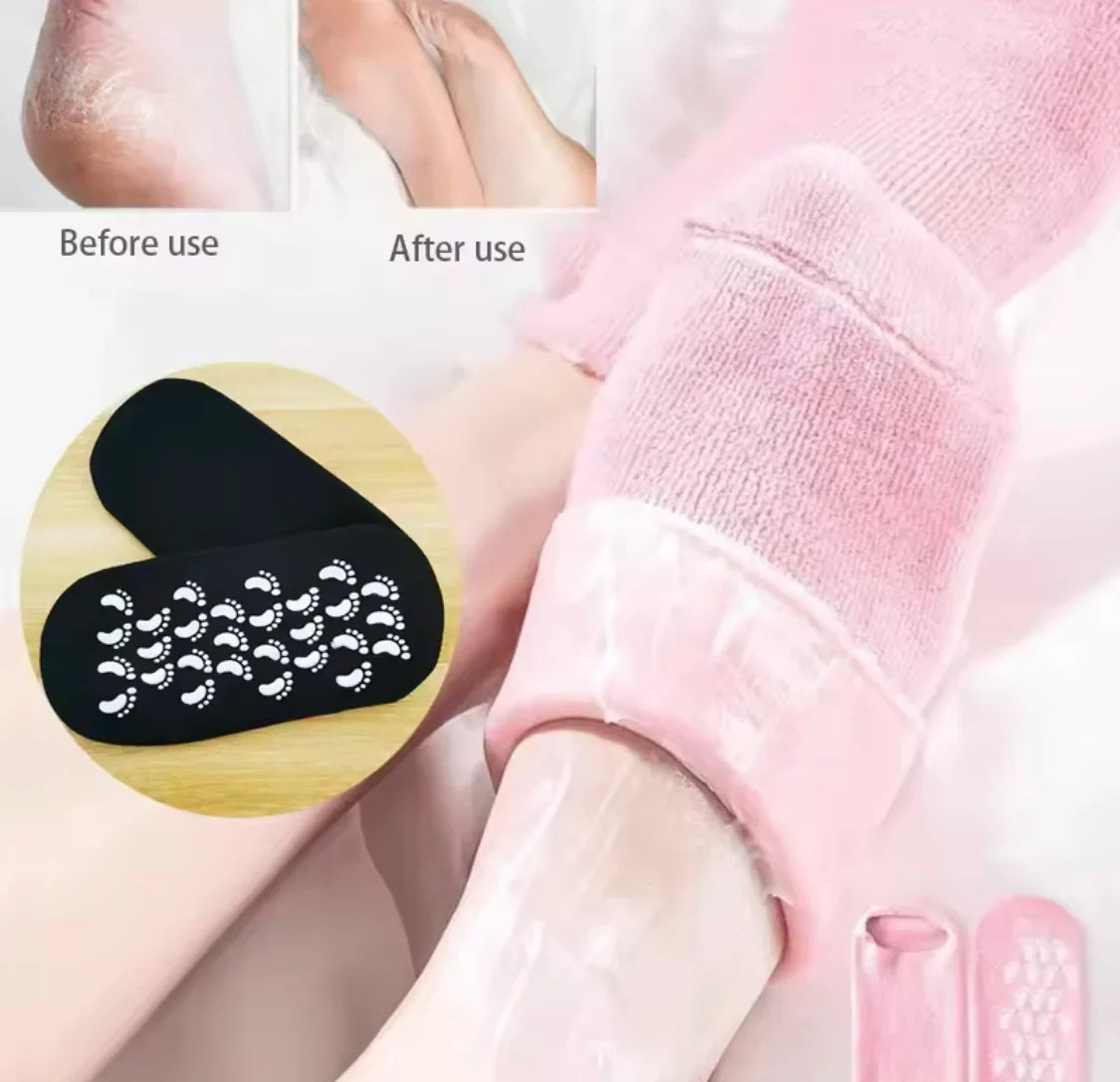 Foot Spa Gel Moisturizing Socks – Anti-Crack Silicone Foot Protector & Reusable Pedicure Care Sock
