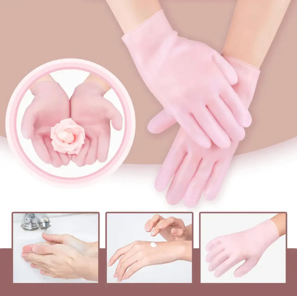 Silicone Gel Moisturizing Gloves – Hand Spa Manicure Gloves for Dry, Cracked & Rough Skin