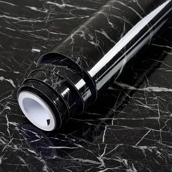 Self Adhesive Black Marble Waterproof Sheet – 60x200cm Peel & Stick Wallpaper