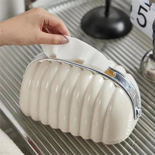 Luxury Creative Shell Tissue Box – Bread Style Decorative Napkin Holder for Tea Table & Living Room Décor