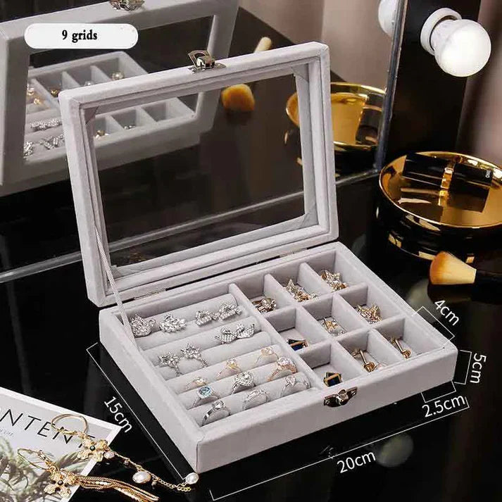Portable Velvet Jewelry Box – Ring & Earring Display Organizer