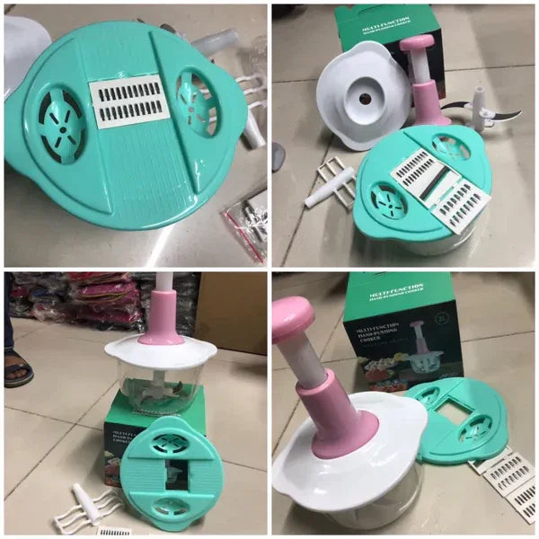 Manual Push Chopper 2L – Multifunctional ABS Plastic Kitchen Vegetable Cutter