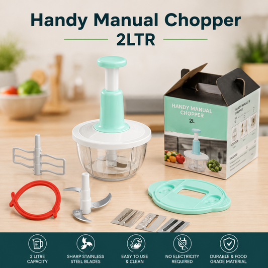 Manual Push Chopper 2L – Multifunctional ABS Plastic Kitchen Vegetable Cutter