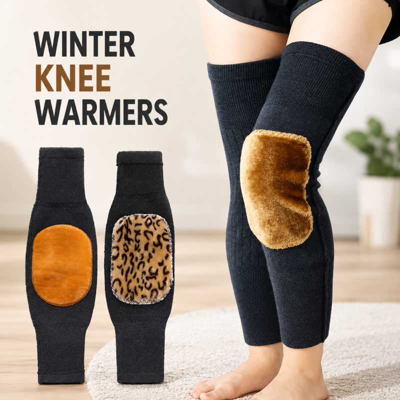 Premium Winter Fur Knee Warmers Pair, Soft Thermal Knee and Leg Protectors