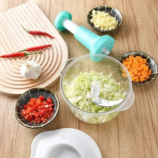 Manual Push Chopper 2L – Multifunctional ABS Plastic Kitchen Vegetable Cutter