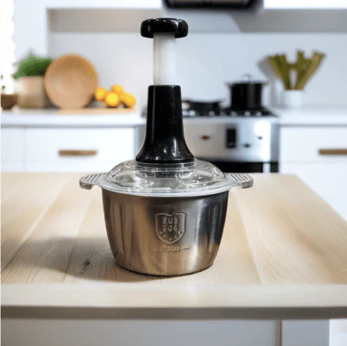 Stainless Steel Hand Vegetable Chopper – 2 Liter Premium Push Cutter