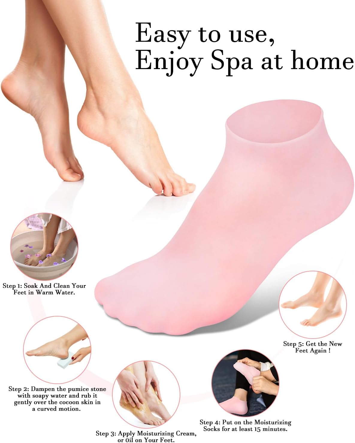 Silicone Gel Moisturizing Socks for Dry Cracked Heels