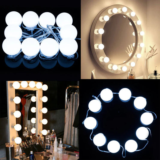 10 Bulb Vanity Mirror Light – USB Operated LED Makeup Lights with 3 Modes (Box Packed)