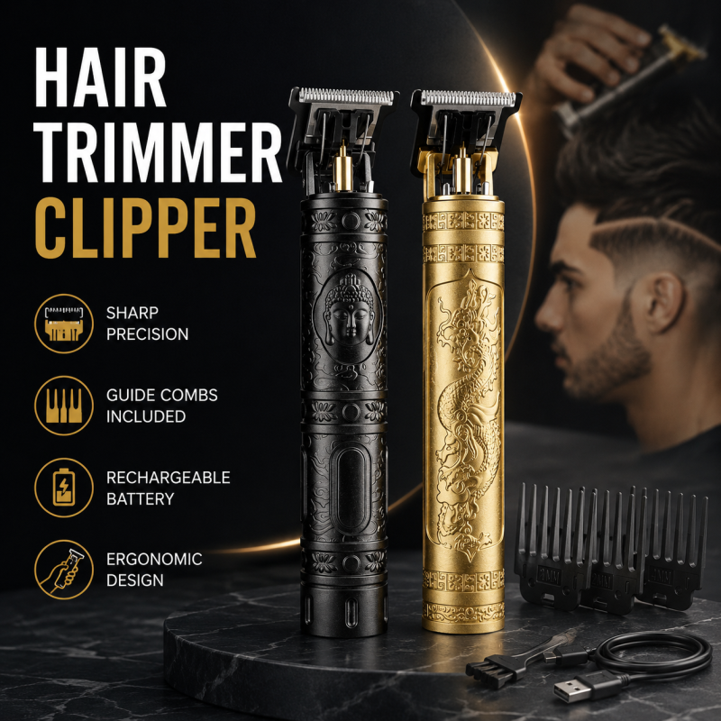Vintage T9 Professional Trimmer – Rechargeable Dragon Style Electric Hair Clipper for Men in Pakistan