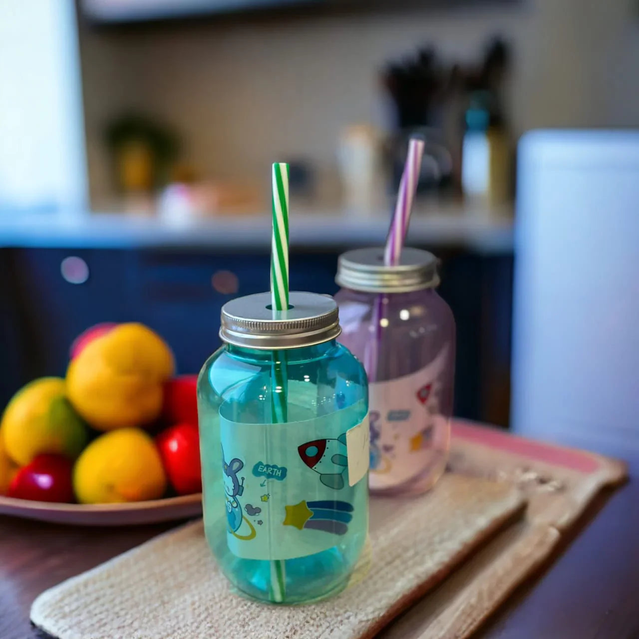 Baby Jar With Straw – Spill-Proof Plastic Drinking Cup for Toddlers & Kids