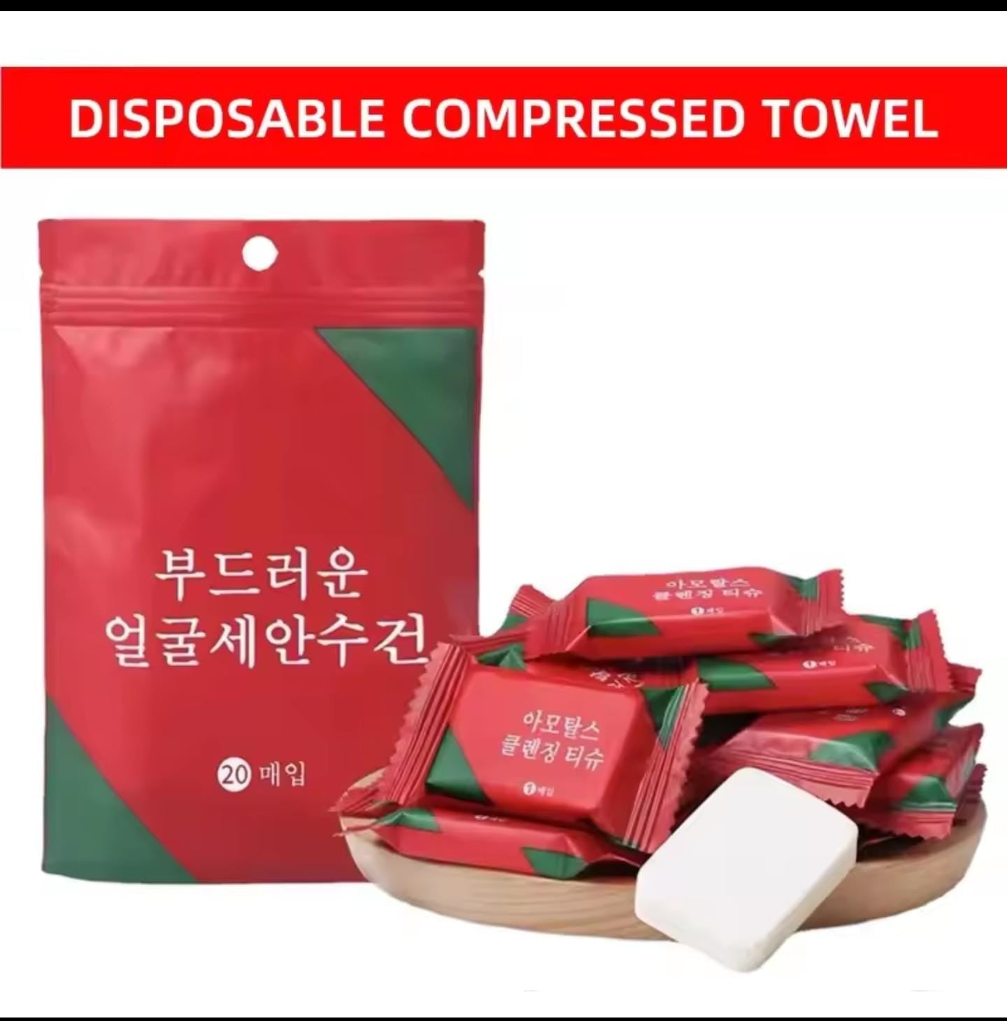 20 Pcs Compressed Towel with Pearl Pattern – Disposable Travel Towels