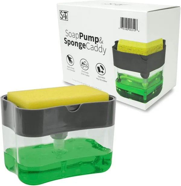 Soap Pump with Sponge Holder – Multifunction Kitchen & Bathroom Dispenser | Premium Quality