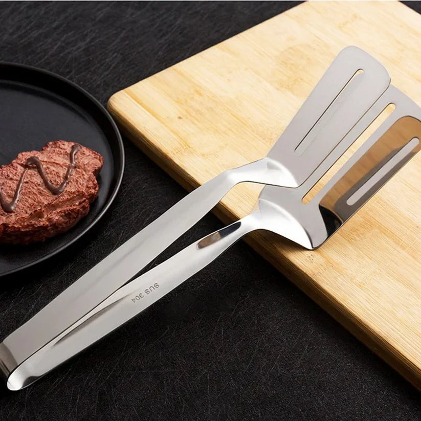 Stainless Steel Frying Spatula & Kitchen Serving Tong – Double-Sided Heat Resistant Cooking Tool
