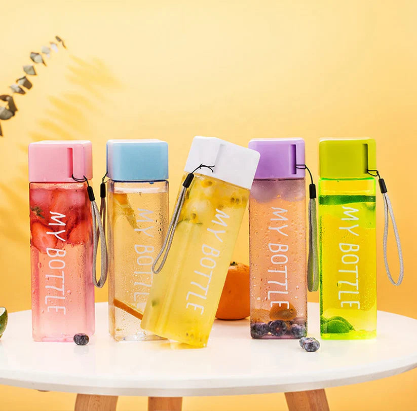 Square Design Plastic Water Bottle – Leakproof & Travel Friendly