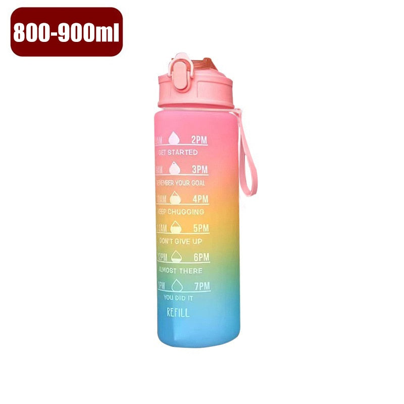 Premium Quality 900ML Portable Rainbow Motivational Water Bottle with Time Marker
