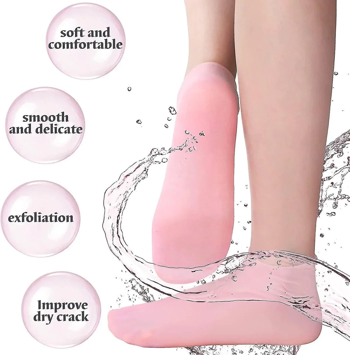 Silicone Gel Moisturizing Sock – Foot Care Pedicure Socks for Dry Cracked Heels & Softening Rough Skin