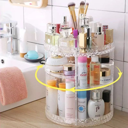 360° Rotating Makeup Organizer – Large Capacity Cosmetic & Jewellery Storage Stand