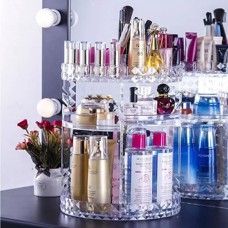 360° Rotating Makeup Organizer – Large Capacity Cosmetic & Jewellery Storage Stand