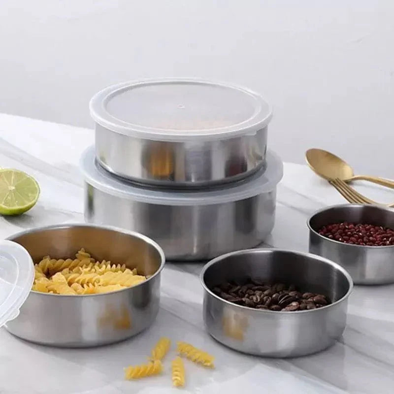 Set of 5 Stainless Steel Bowls with Lids – Multipurpose Storage & Serving