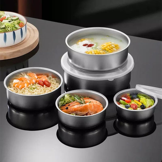 Set of 5 Stainless Steel Bowls with Lids – Multipurpose Storage & Serving