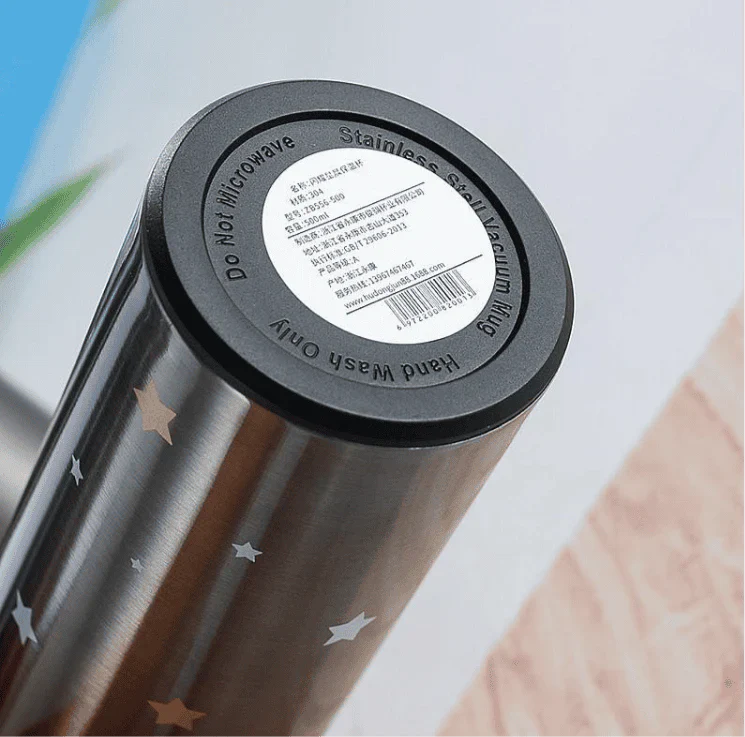 500ml Star Print Thermos Water Bottle – Smart LED Temperature Display, Vacuum Insulated Stainless Steel Flask in Pakistan