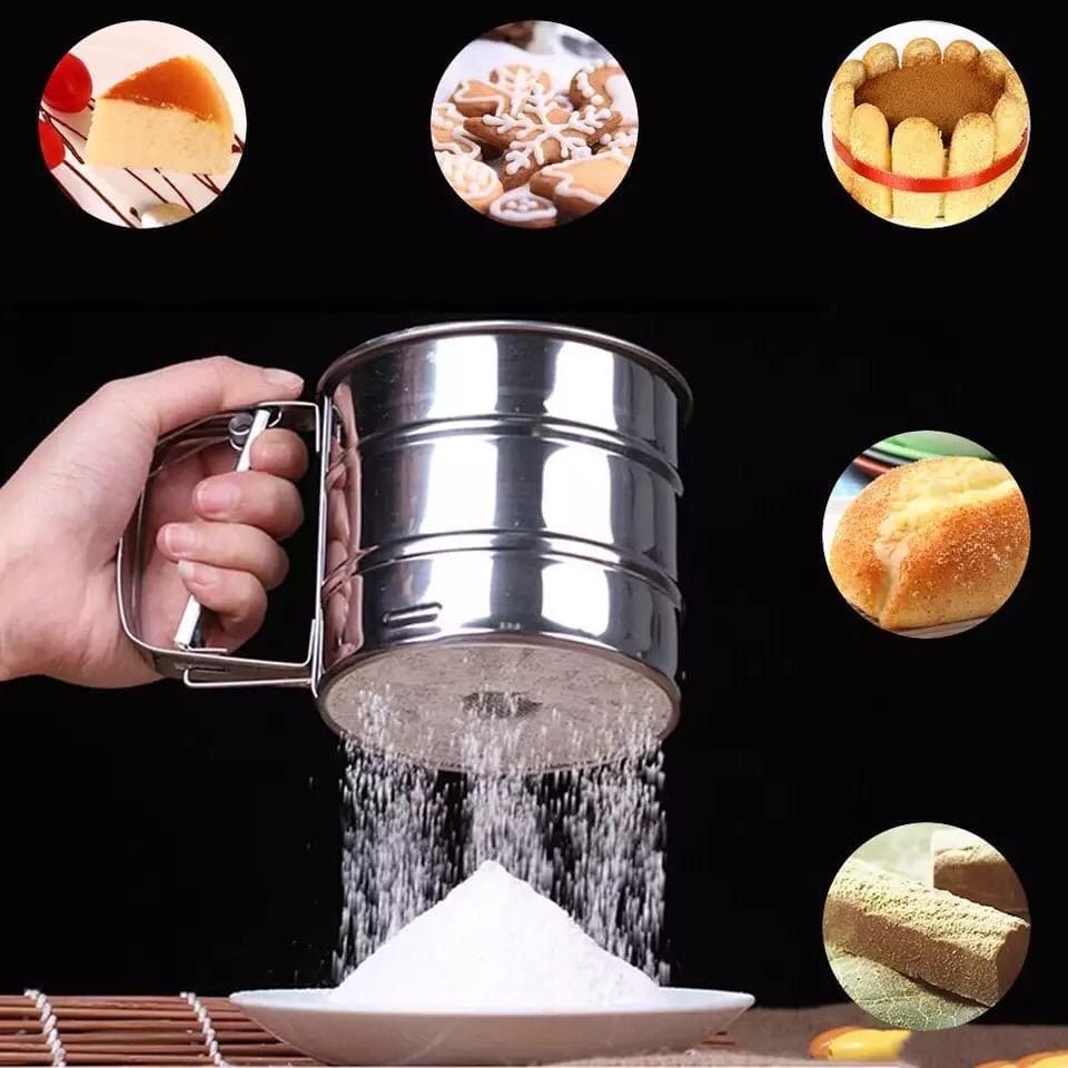 Stainless Steel Flour Sieve – Handheld Cup Strainer