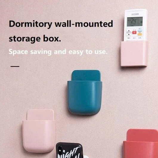 Self-Adhesive White Remote Control Storage Box – Wall Mounted Mobile Holder & Phone Charging Station in Pakistan