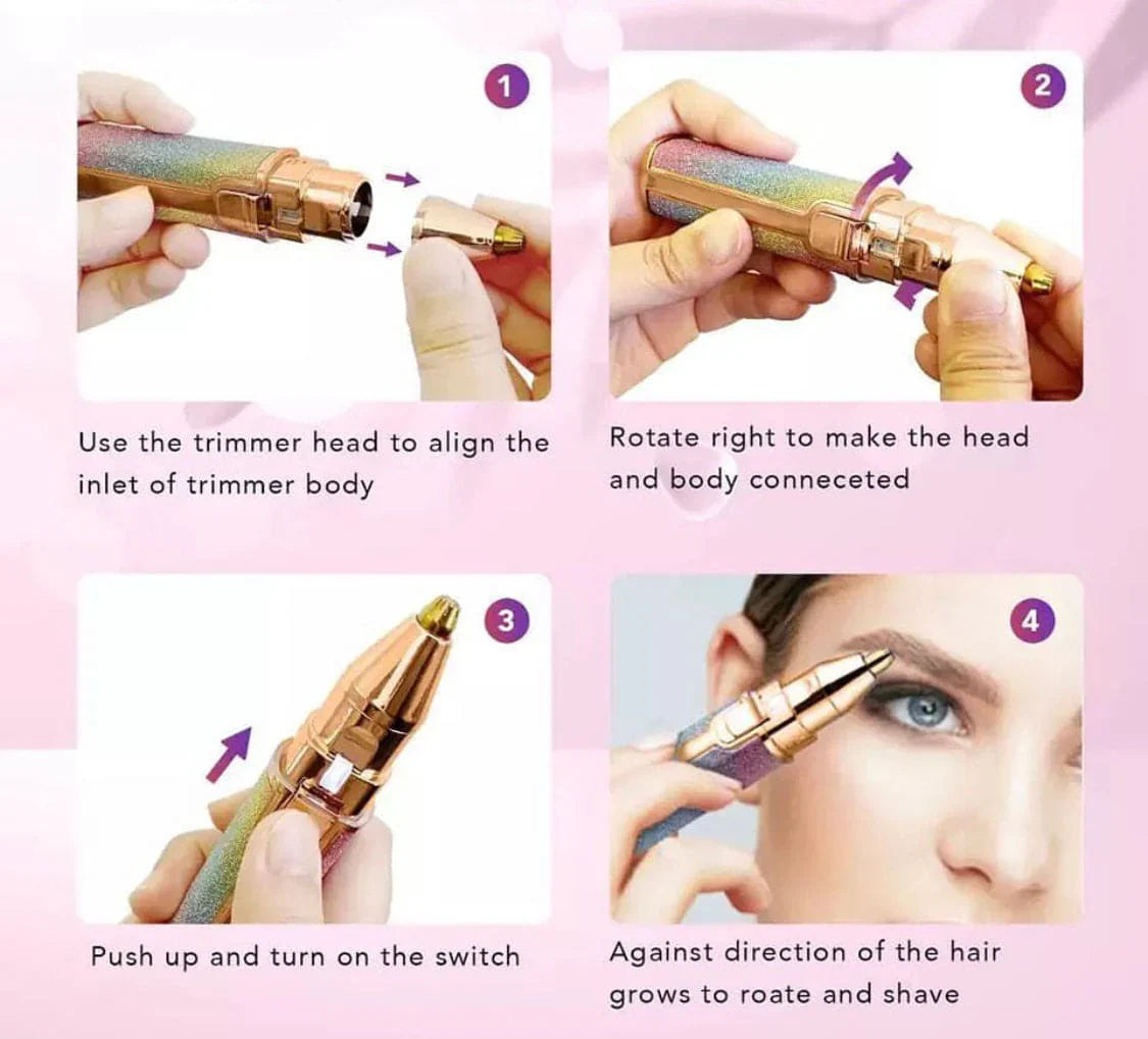 Premium Quality 2 in 1 Electric Eyebrow Trimmer and Rechargeable Hair Remover with LED Light