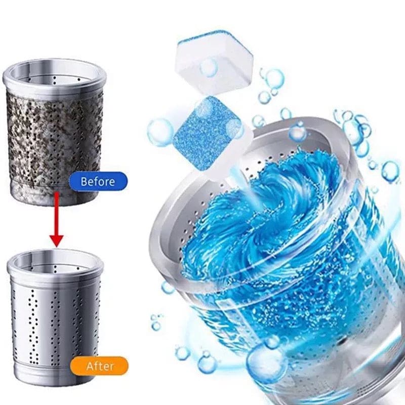 12 Pcs Washing Machine Cleaner Effervescent Tablets – Deep Cleaning Descaler & Deodorizer
