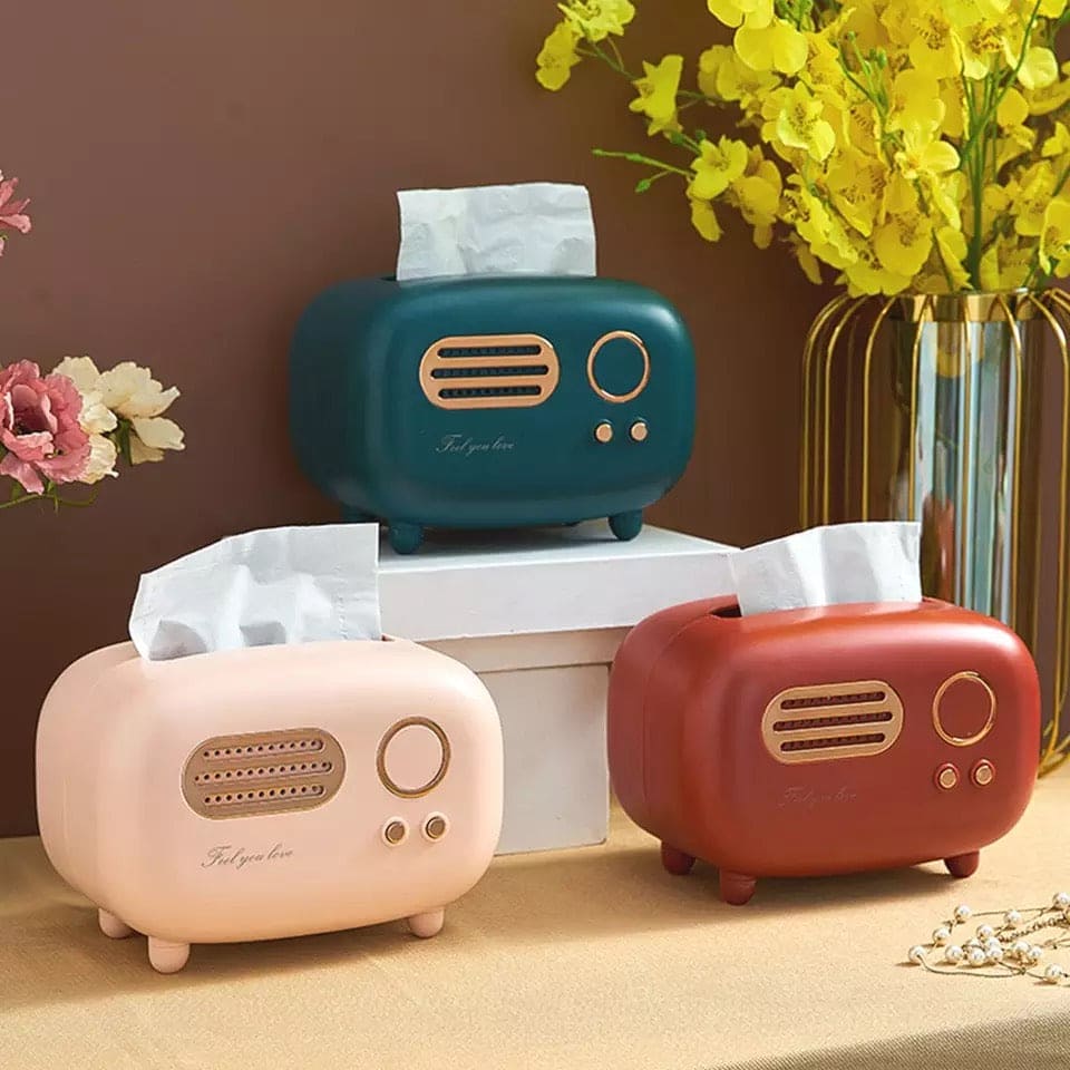 Retro Radio Design Tissue Box – Stylish Home & Car Tissue Holder