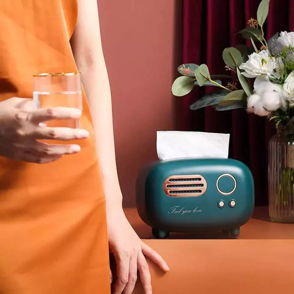 Retro Radio Design Tissue Box – Stylish Home & Car Tissue Holder